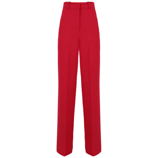 Chic Red Palazzo Trousers with Stretch Fabric