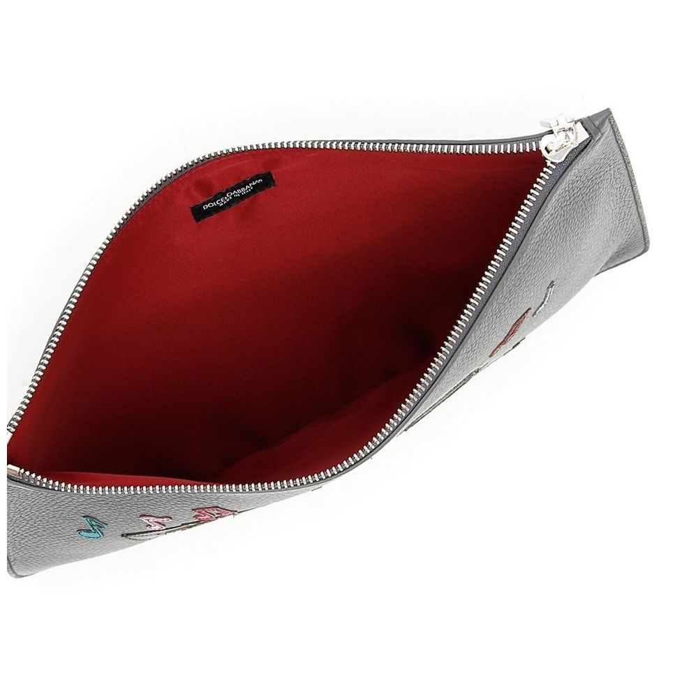 Elegant Black Leather Clutch with Embossed Design