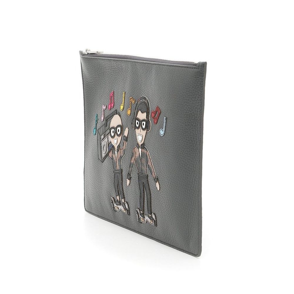 Elegant Black Leather Clutch with Embossed Design
