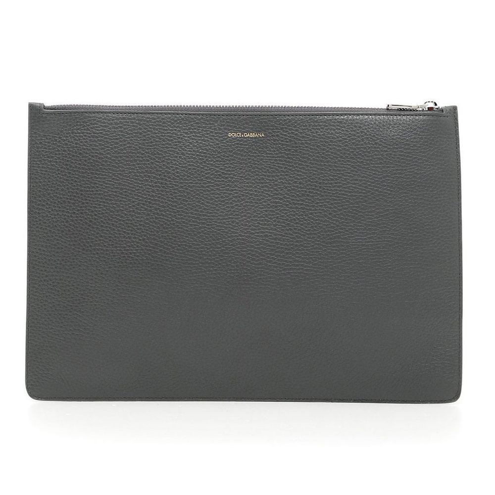 Elegant Black Leather Clutch with Embossed Design