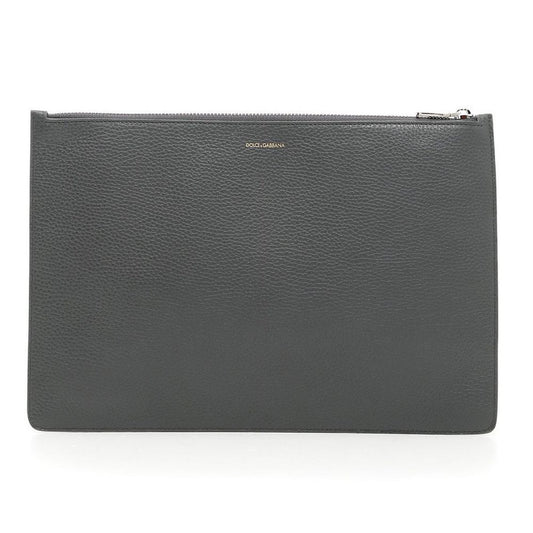 Elegant Black Leather Clutch with Embossed Design