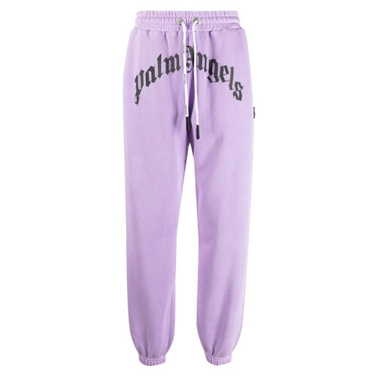 Purple Cotton Tracksuit Trousers with Logo Print