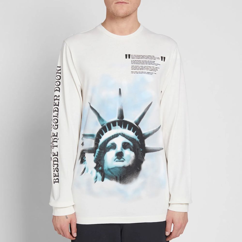 Graffiti Long Sleeve Cotton Tee - Pristine White