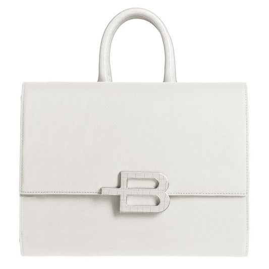 Elegant White Calfskin Handbag with Chain Strap