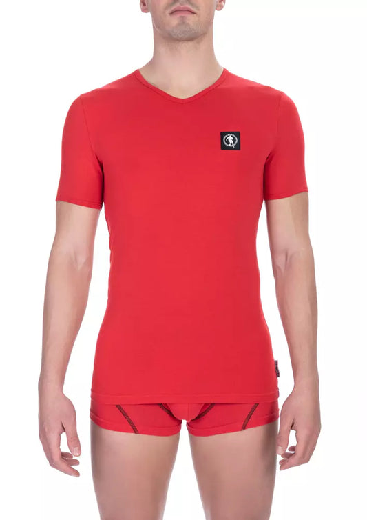 Sleek V-Neck Bicolor Cotton Tee