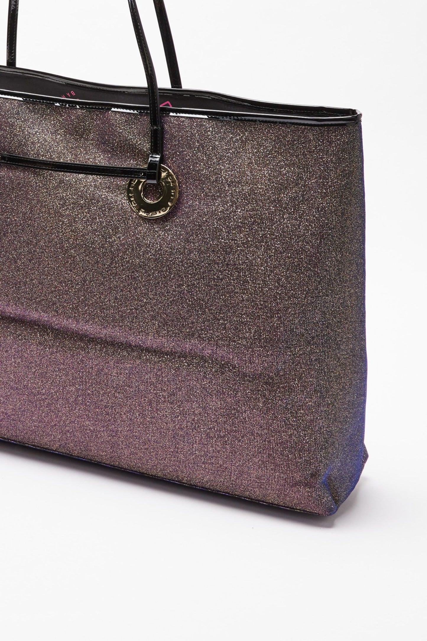 Glittering Gold Shoulder Bag with Lacquered Handle