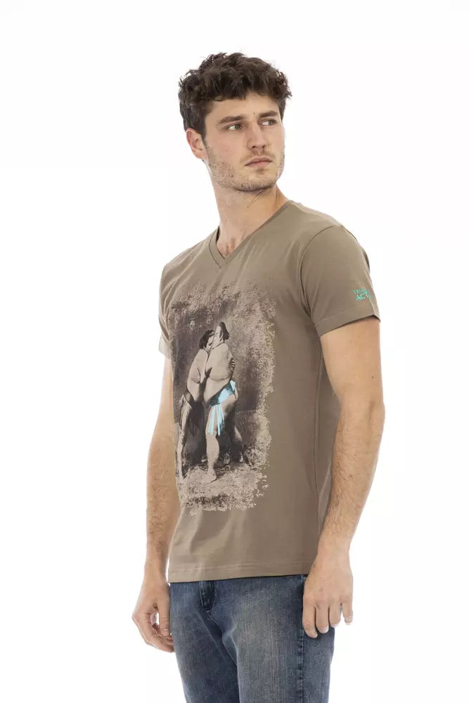 Vibrant V-Neck Luxury Tee with Chic Print