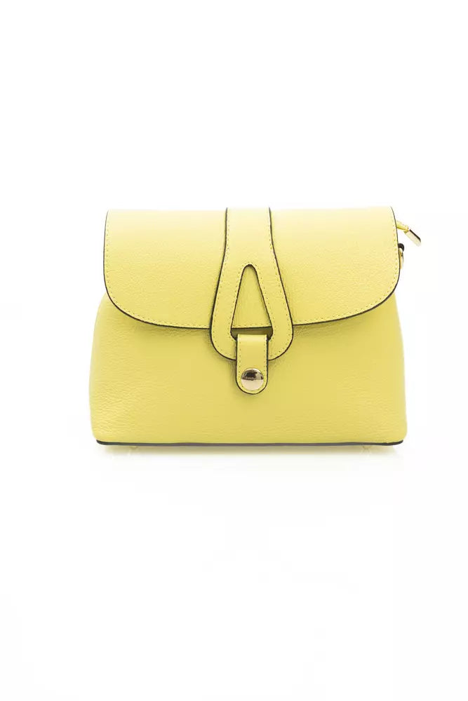 Golden Detail Yellow Leather Shoulder Bag