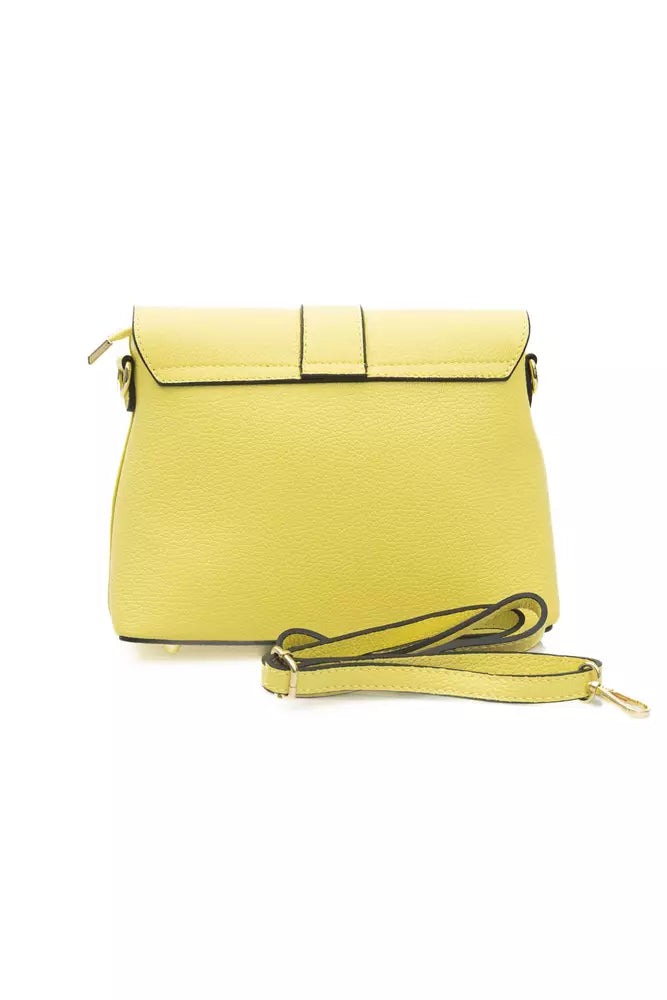 Golden Detail Yellow Leather Shoulder Bag