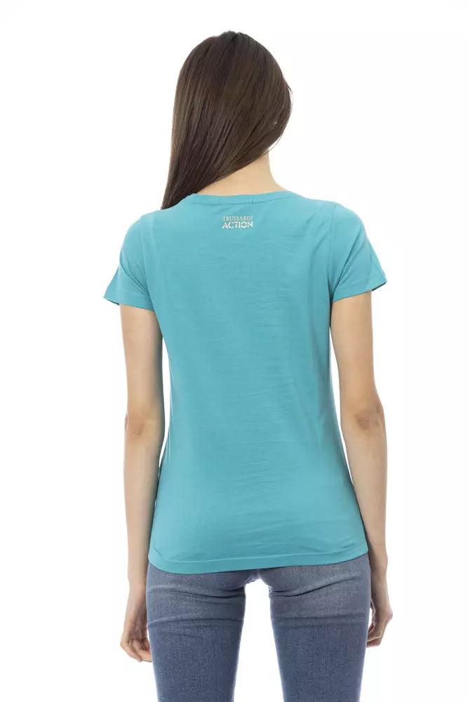 Elegant Light Blue Round Neck Tee