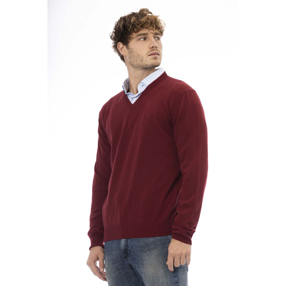 Classic Burgundy Wool V-Neck Sweater