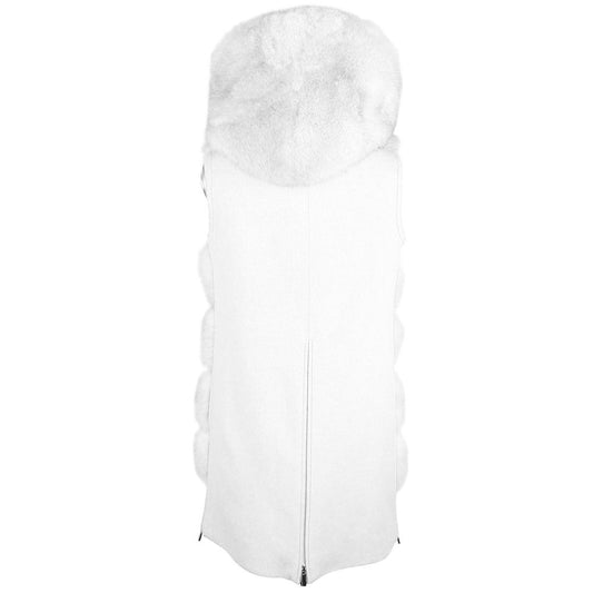 Elegant Sleeveless Wool Coat with Fox Fur Detail