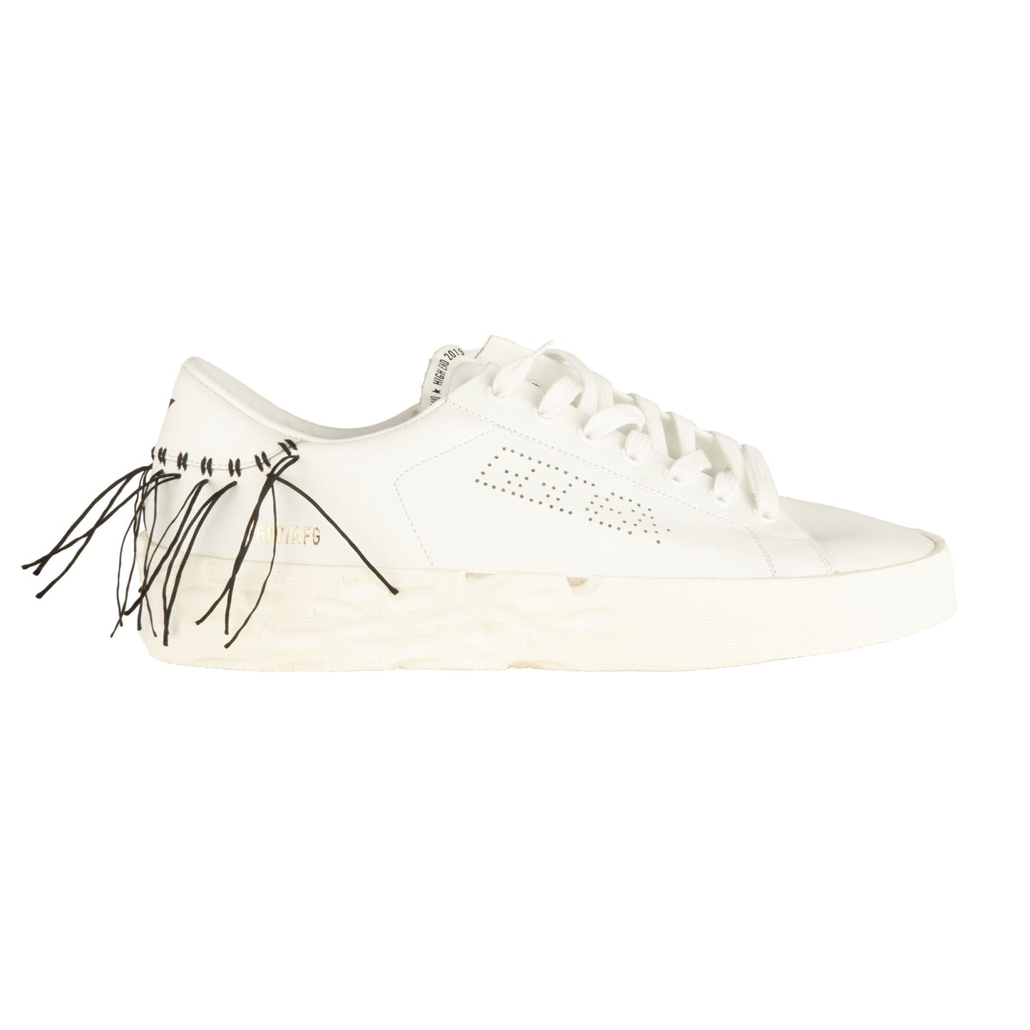 Elegant White Leather Sneakers with Decorative Accents