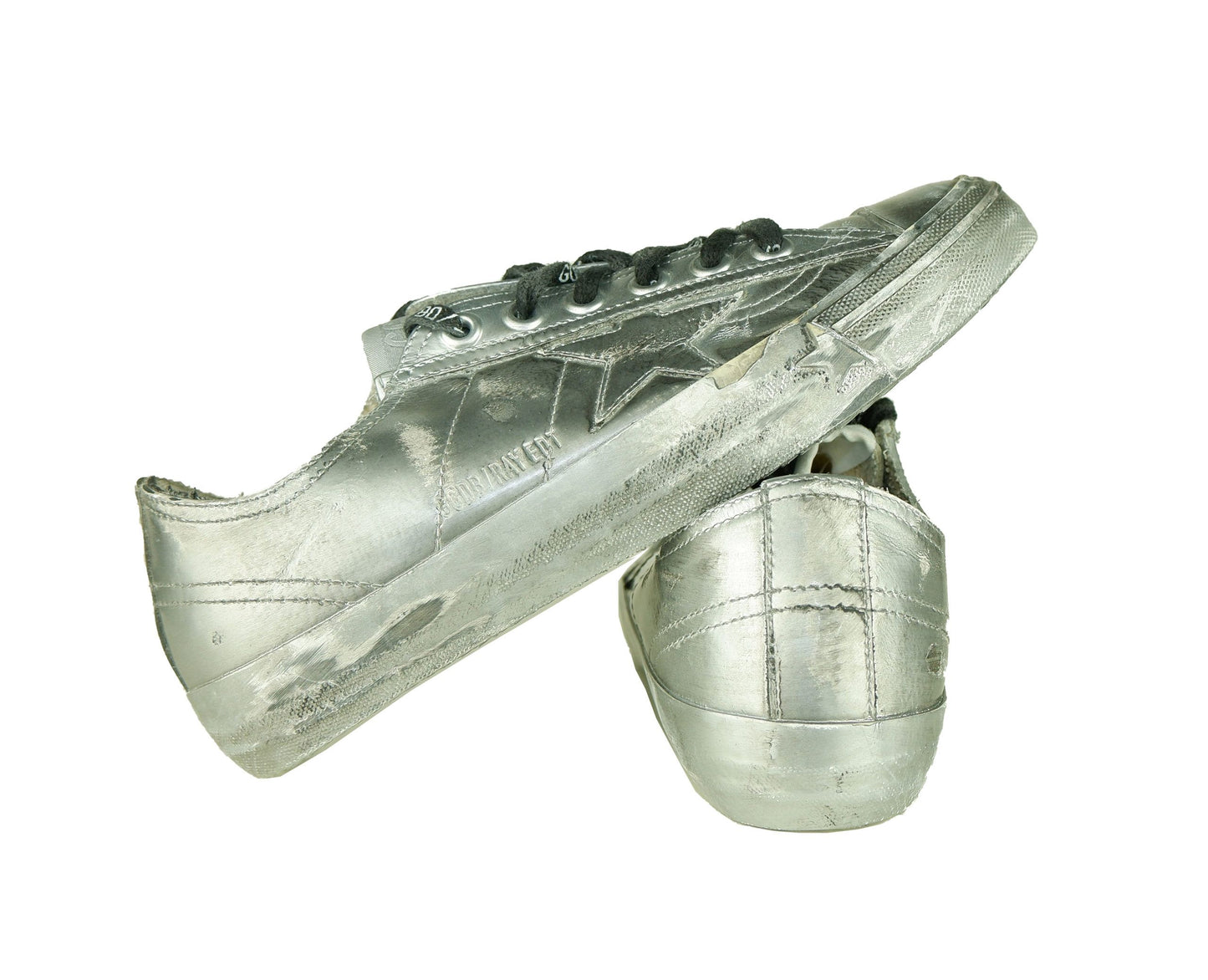 Silver Italian Leather Sneakers