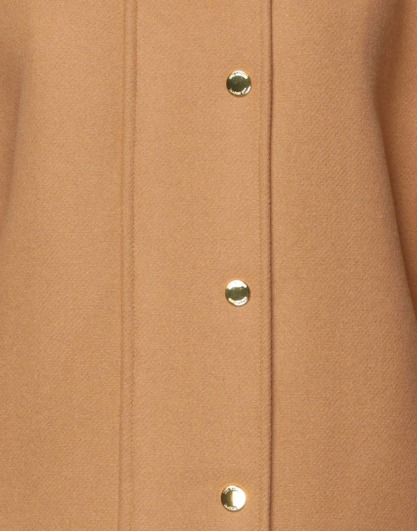 Elegant Brown Wool Blend Coat with Golden Accents