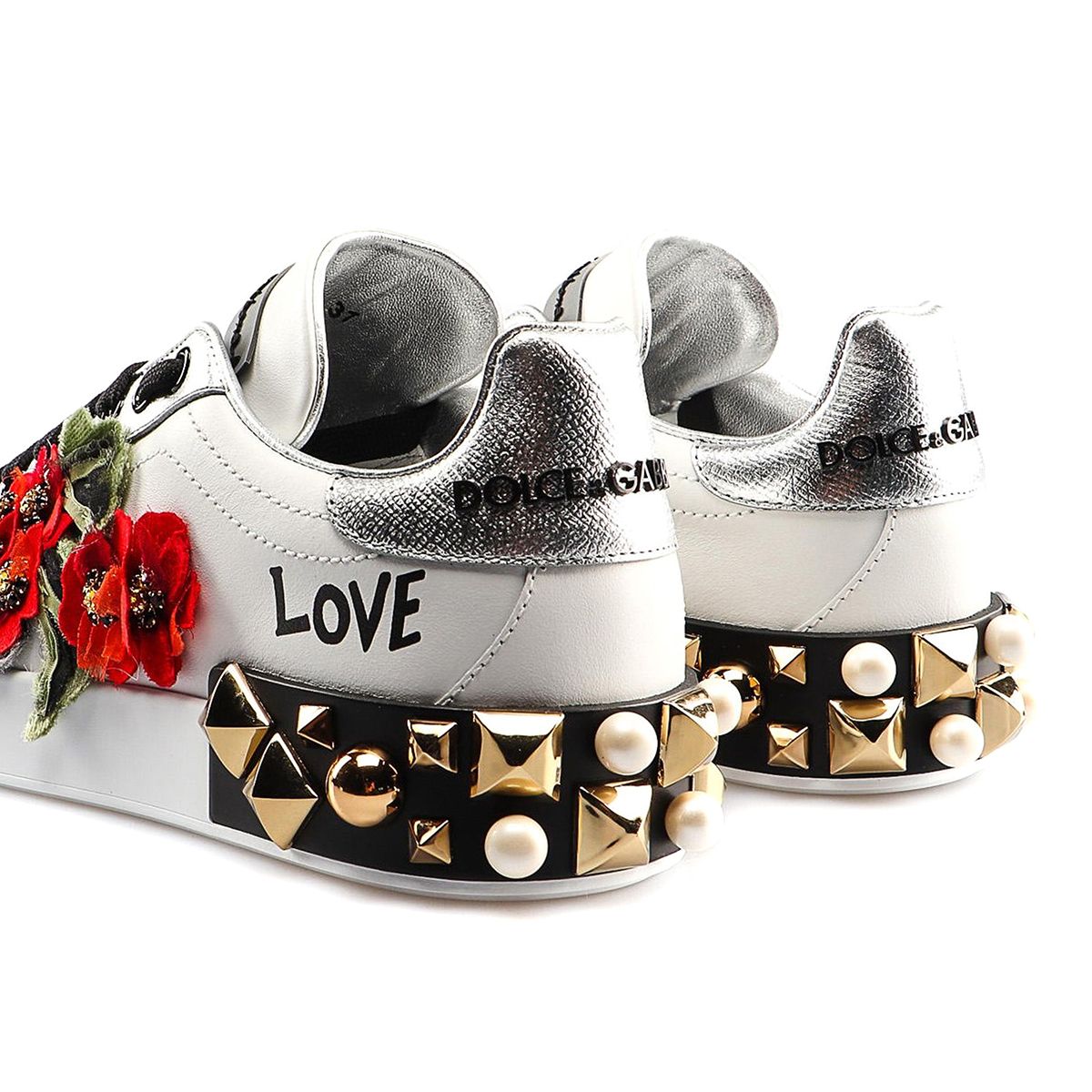 Elegant Portofino Embroidered Leather Sneakers