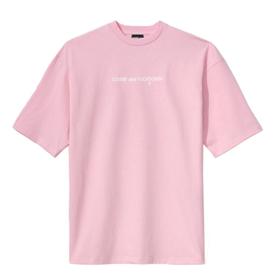 Pink Crew Neck Logo Tee with Graphic Print
