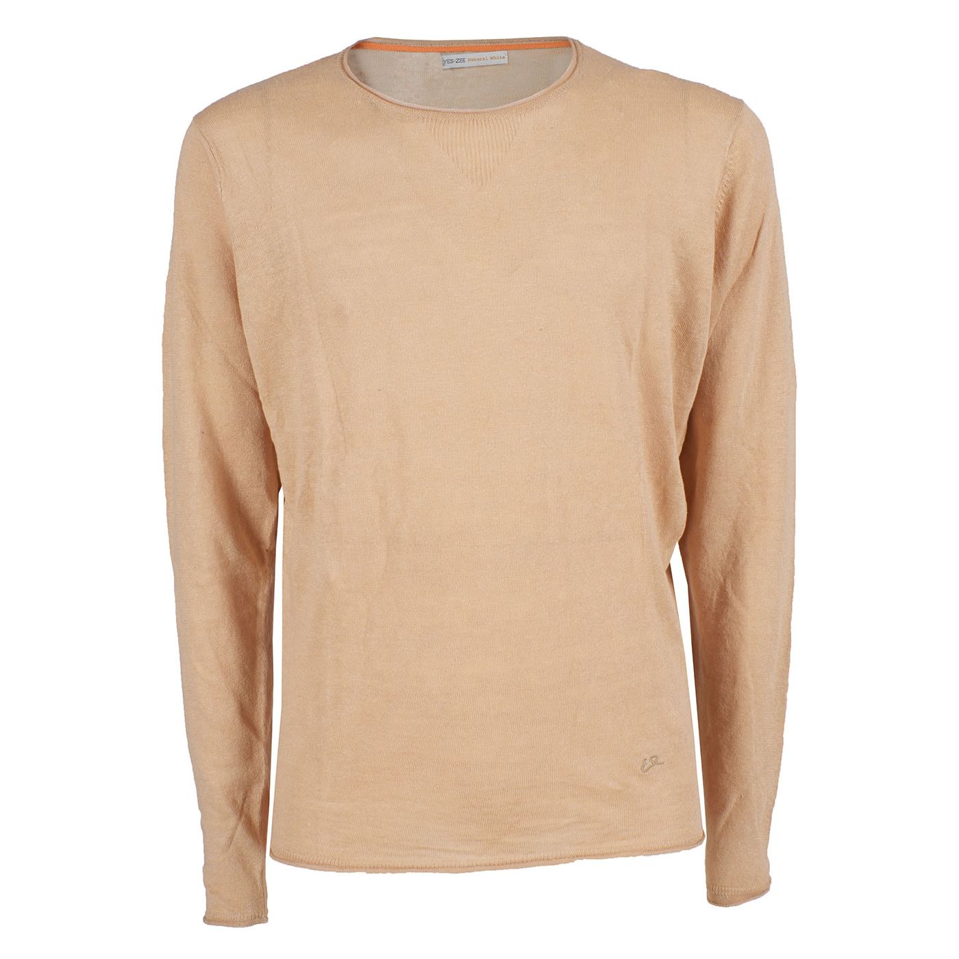 Elegant Beige Cotton Crew Neck Sweater for Men