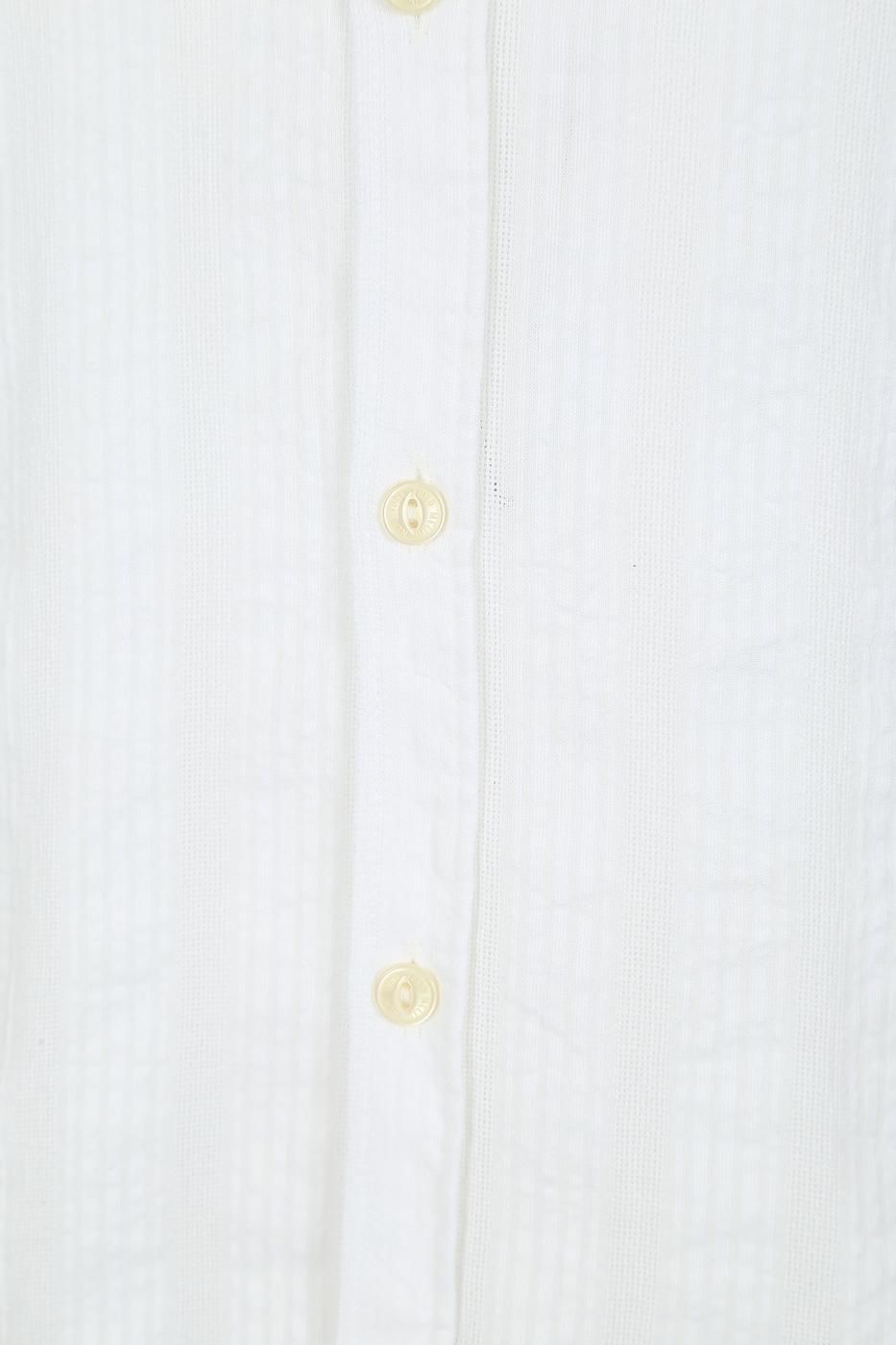 Chic Mandarin Collar Striped Cotton Shirt