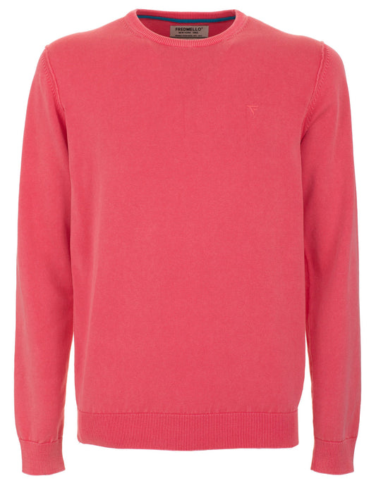 Vintage Cotton Crew Neck Sweater - Red