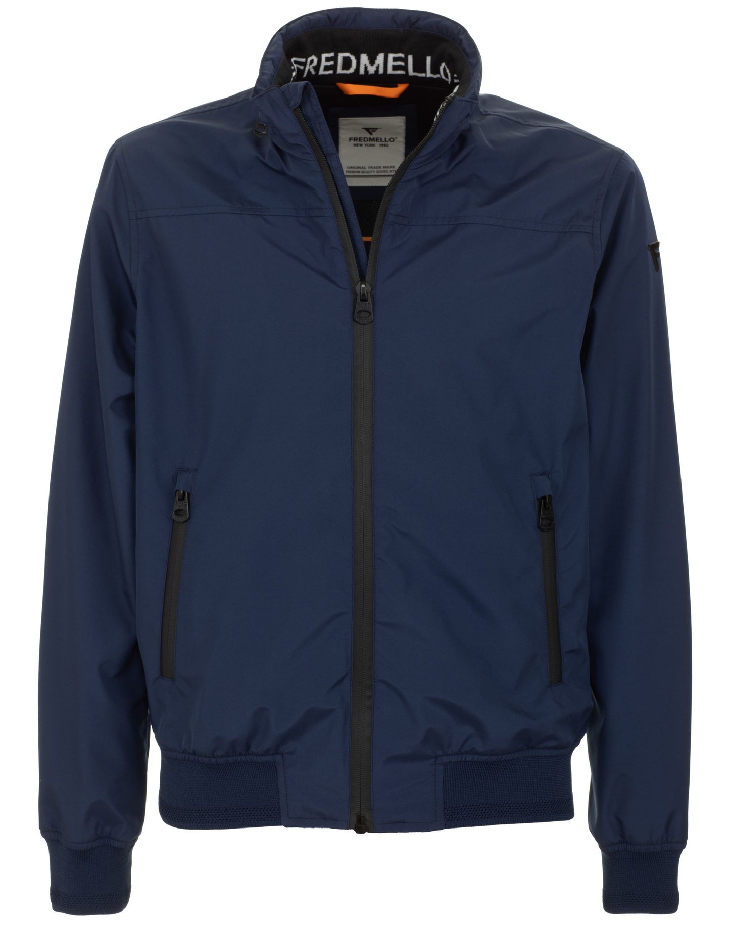 Sleek Blue Windbreaker With Concealed Hood