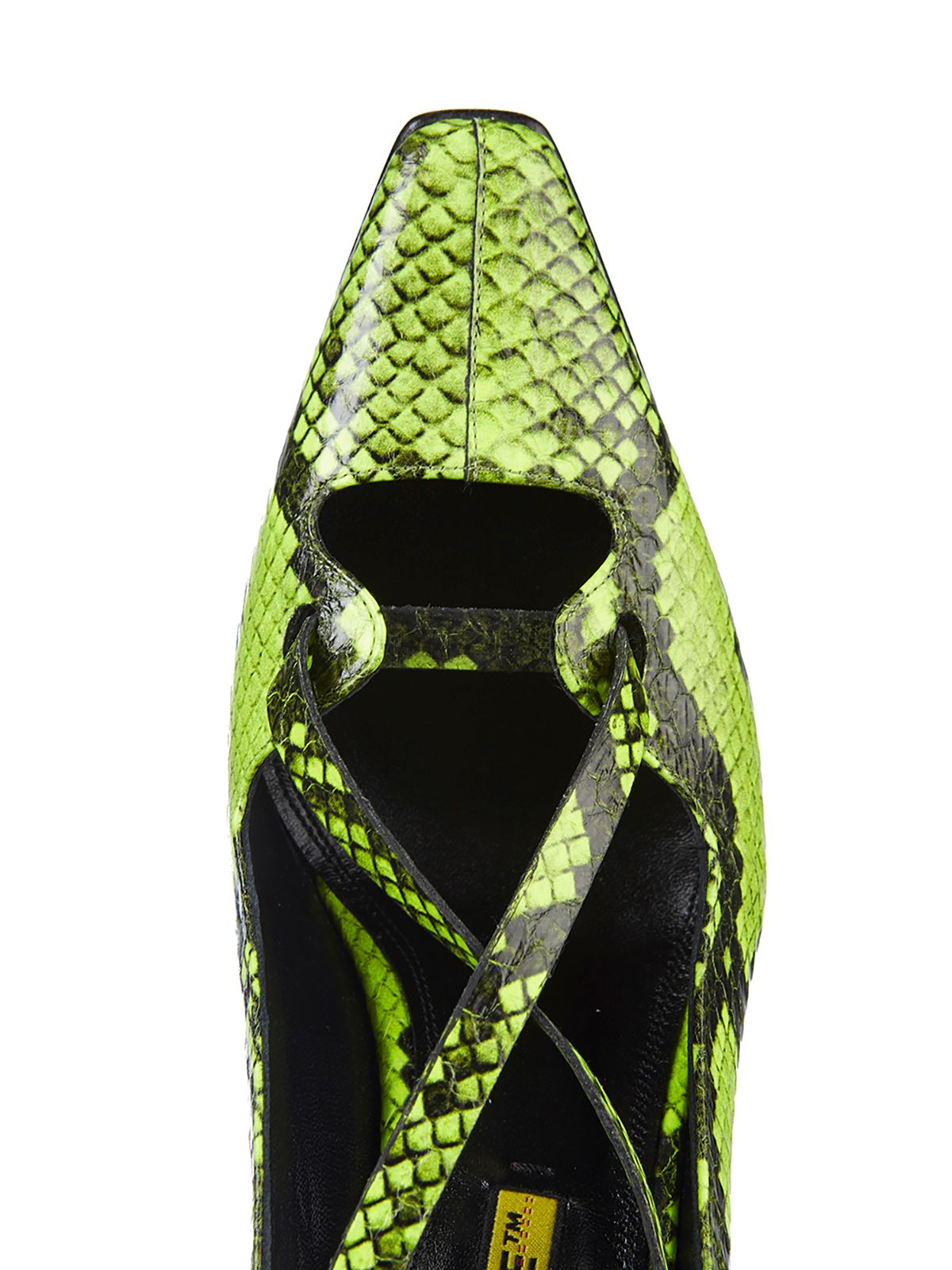 Fluo Yellow Python-Print Calfskin Pumps