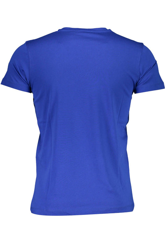 Elegant Blue Crew Neck Tee with Signature Print