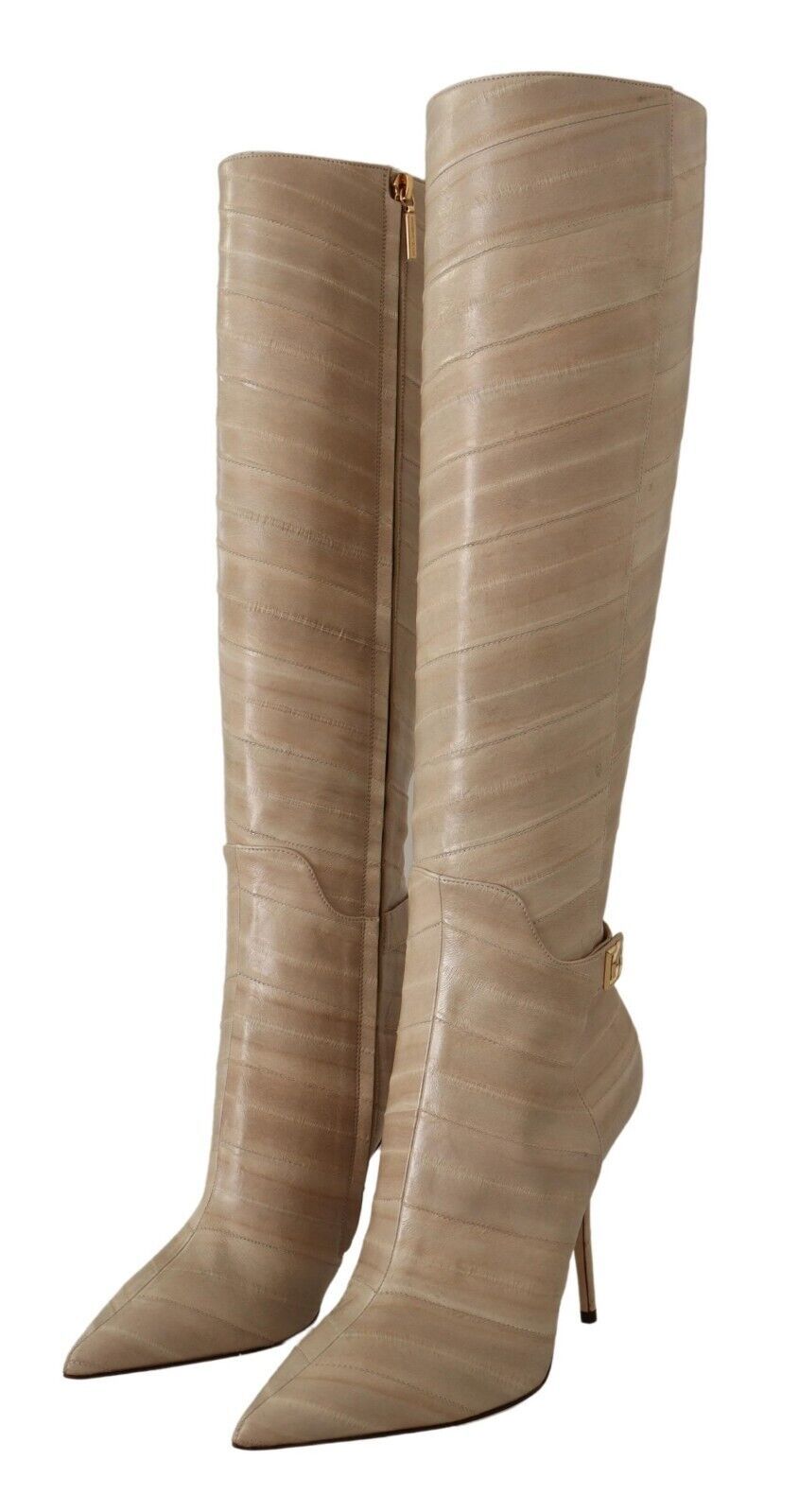 High Cardinale Beige Leather Boots