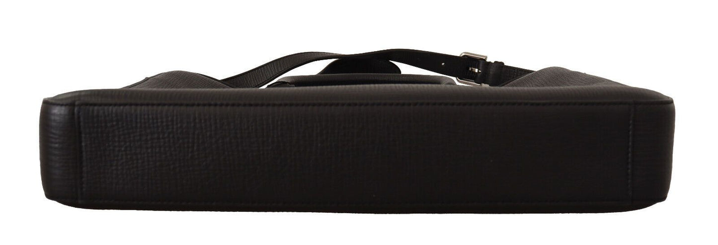Elegant Black Leather Messenger Bag