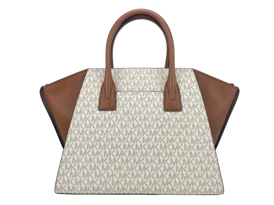 Avril Large Vanilla Signature Leather Top Zip Satchel Crossbody Bag