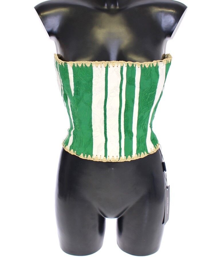 Green Striped Corset Woven Raffia Waist Belt