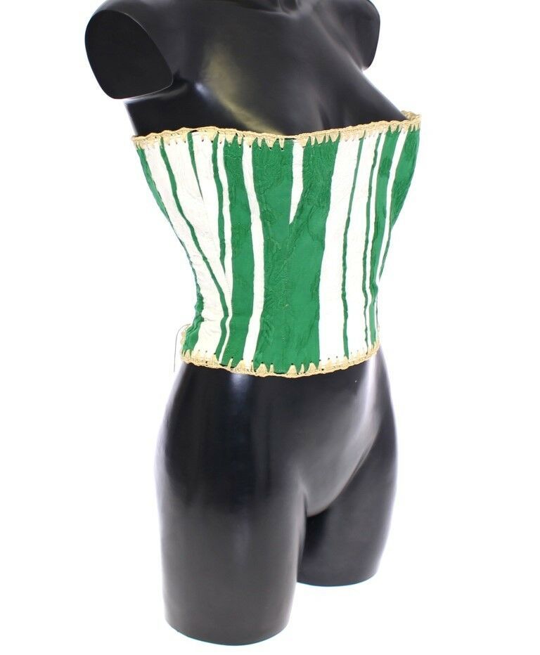 Green Striped Corset Woven Raffia Waist Belt