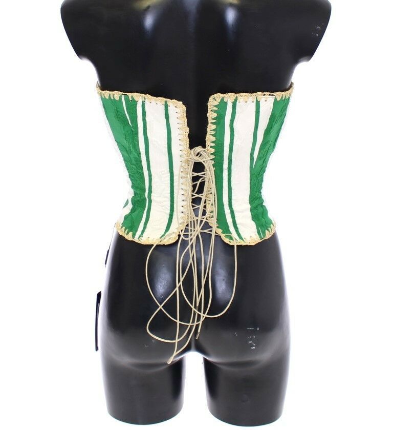 Green Striped Corset Woven Raffia Waist Belt