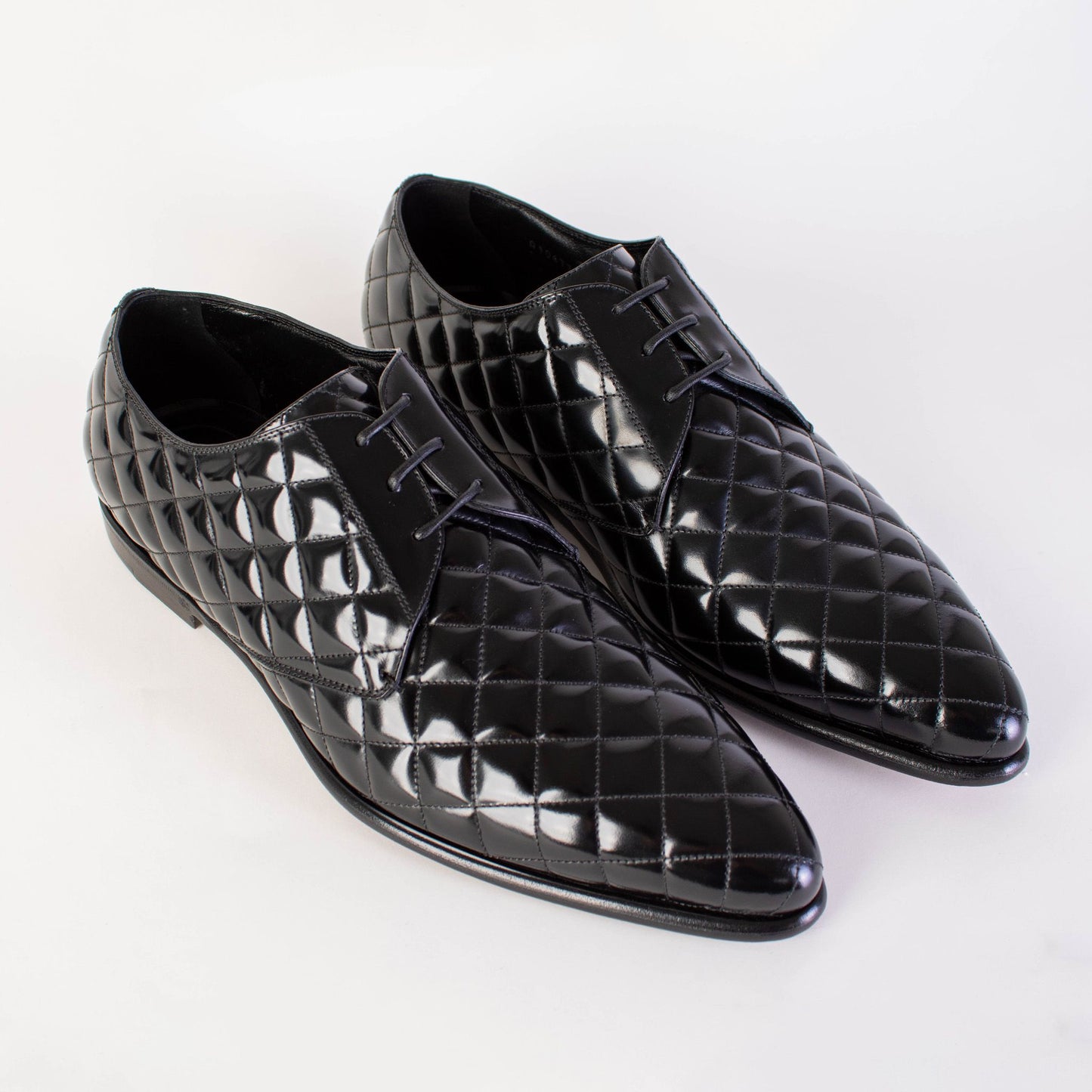 Elegant Black Quilted Leather Derby Loafers