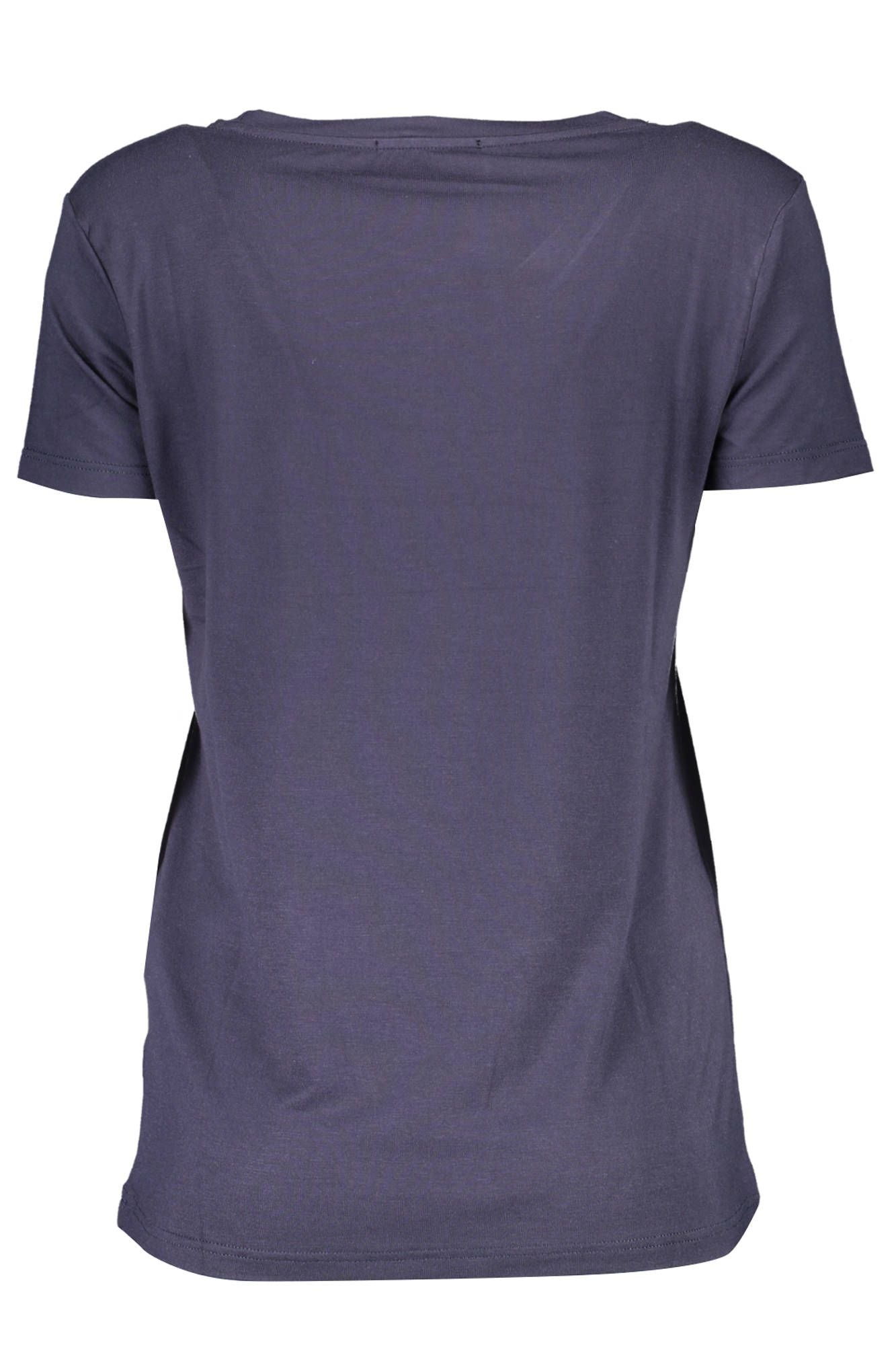 Glittering Blue Tee with Wide Neckline