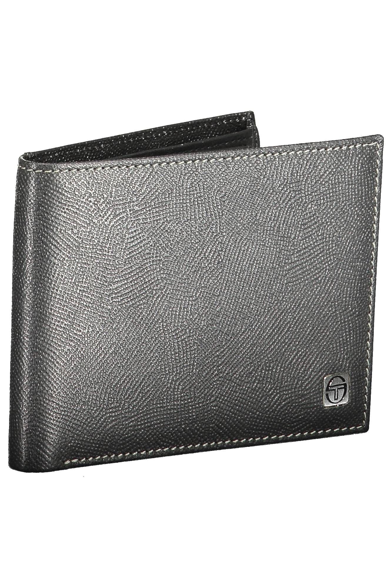 Sleek Black Leather Dual-Compartment Wallet