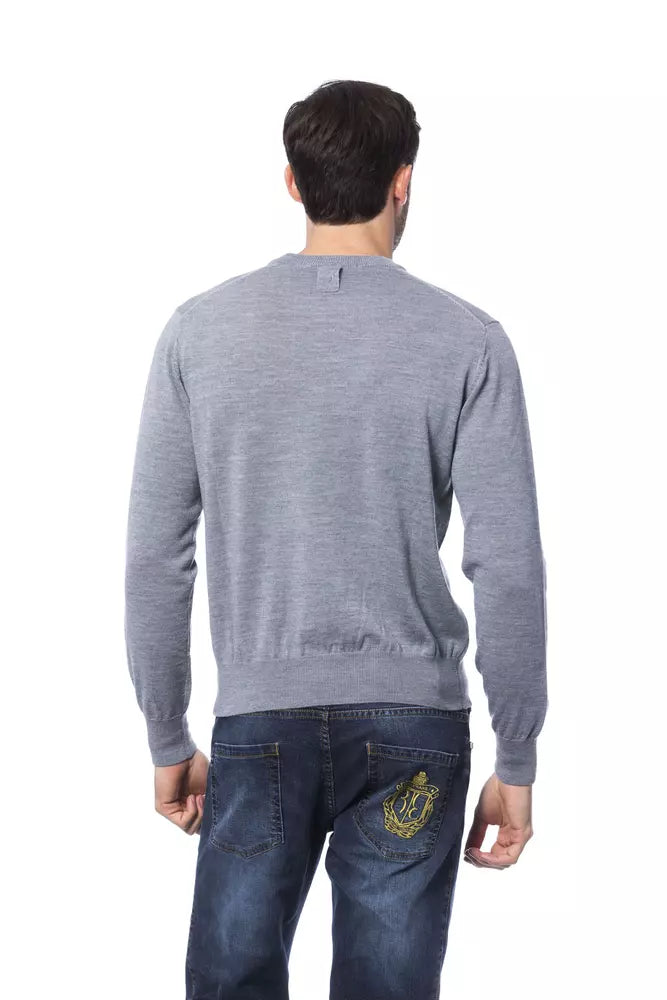 Embroidered Merino Wool Crew Neck Sweater
