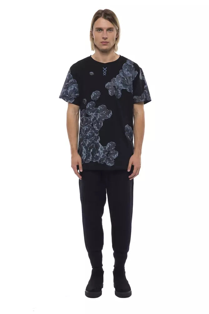 Elegant Black Cotton Round Neck Tee