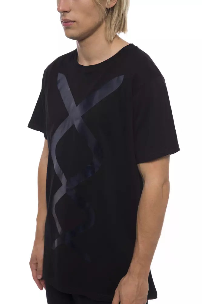 Elegant Black Round Neck Printed Tee