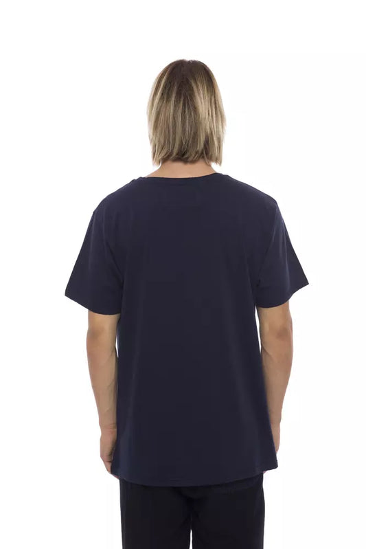 Elegant Blue Round Neck Cotton Tee