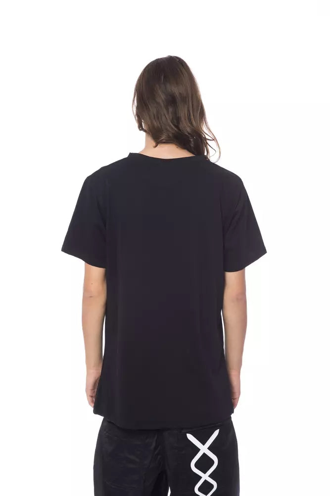 Elegant Black Round Neck Cotton Tee