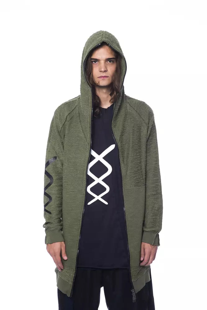 Oversized Army Hooded Fleece Zip Sweater