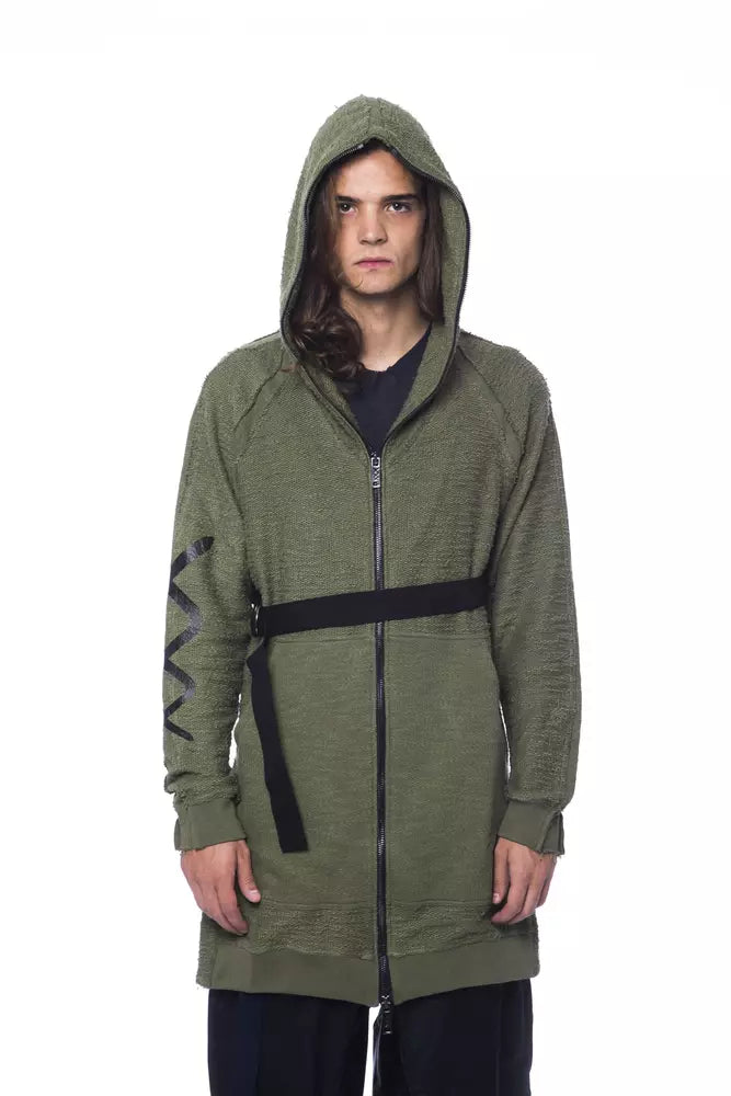 Oversized Army Hooded Fleece Zip Sweater