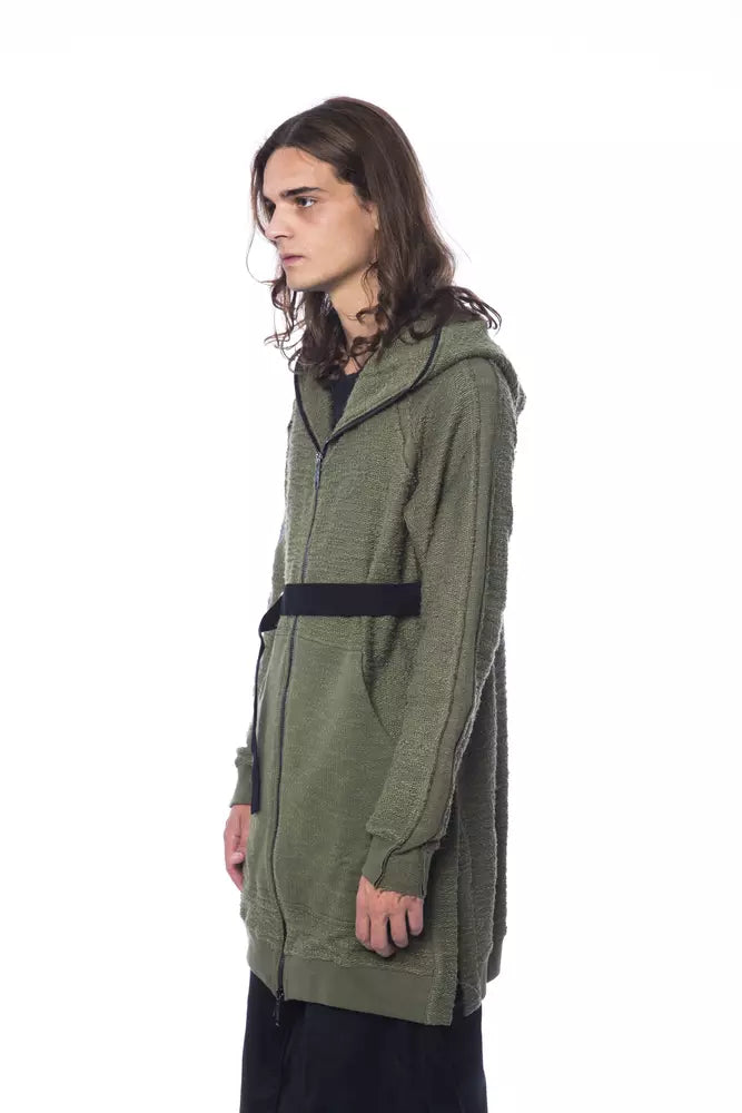 Oversized Army Hooded Fleece Zip Sweater