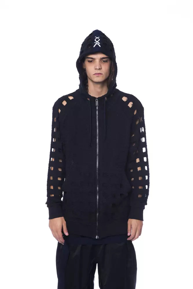 Chic Oversized Zip Hooded Fleece in Black