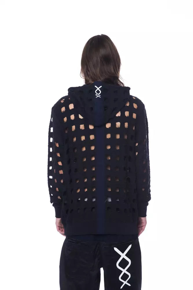 Chic Oversized Zip Hooded Fleece in Black