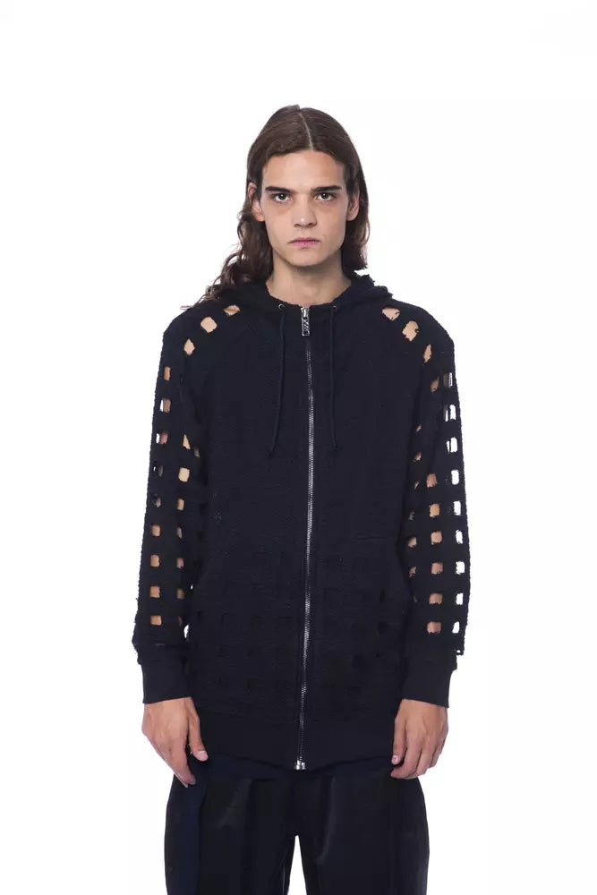 Chic Oversized Zip Hooded Fleece in Black
