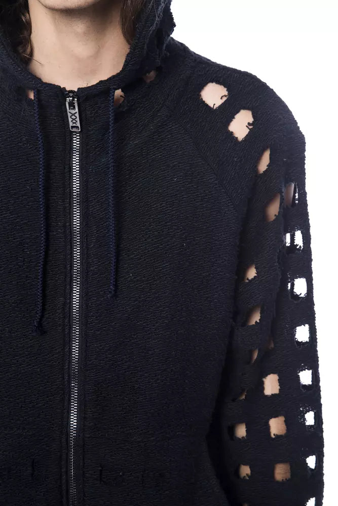 Chic Oversized Zip Hooded Fleece in Black