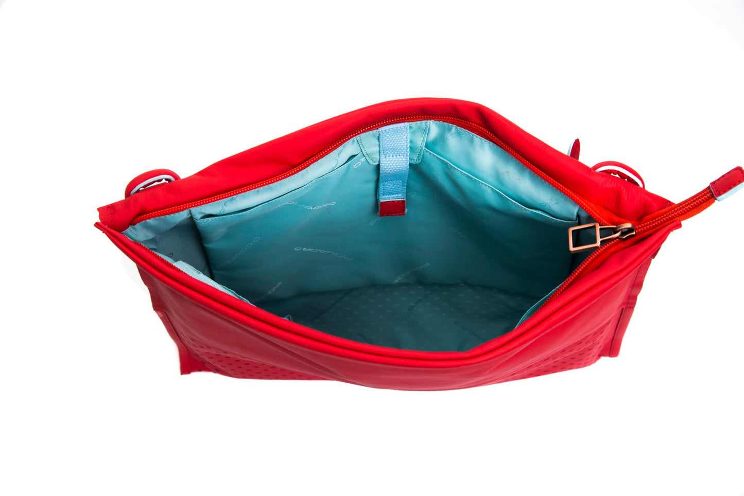 Chic Perforated Red Leather Shoulder Bag