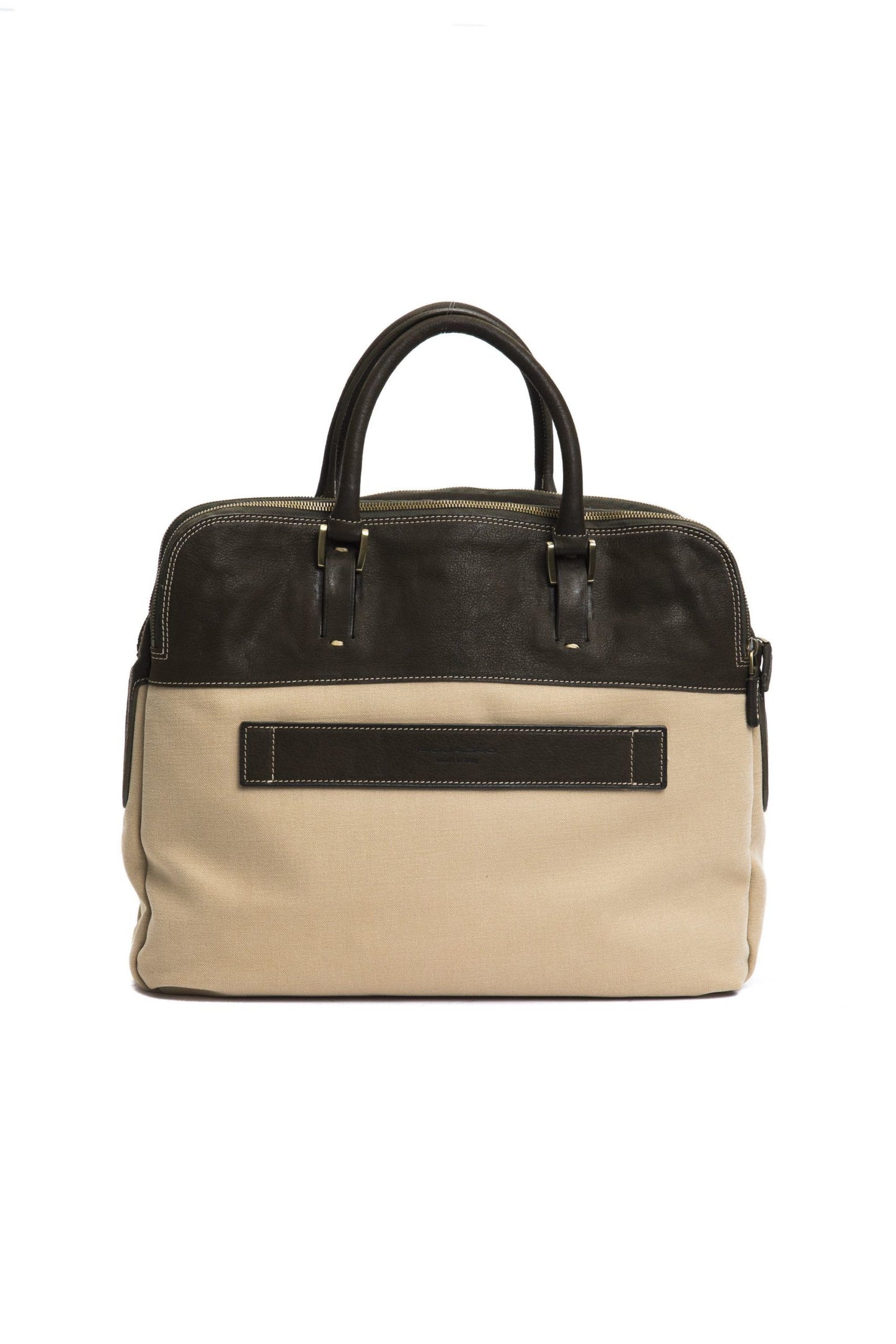 Elegant Beige Leather Laptop Handbag